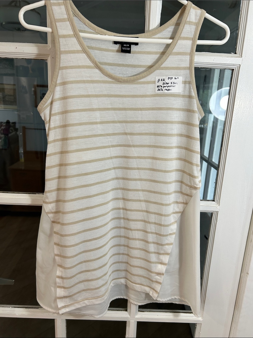 O22. Striped Sleeveless Tunic Tank with Sheer Side Panels